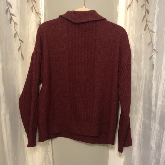 Design History Burgundy Exaggerated Stand Collar Pull Over Sweater Top XL - Picture 6 of 9